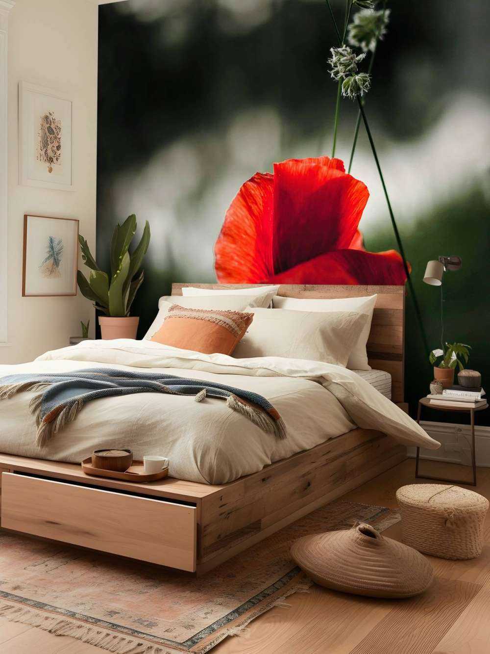 Czerwony mak z trawą