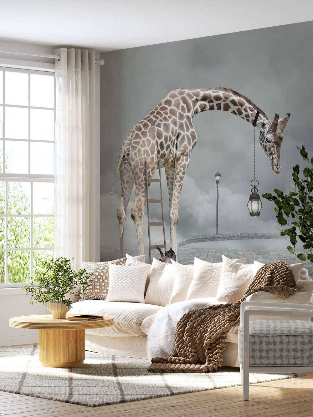 Fantastyczny krajobraz ze zwierzętami