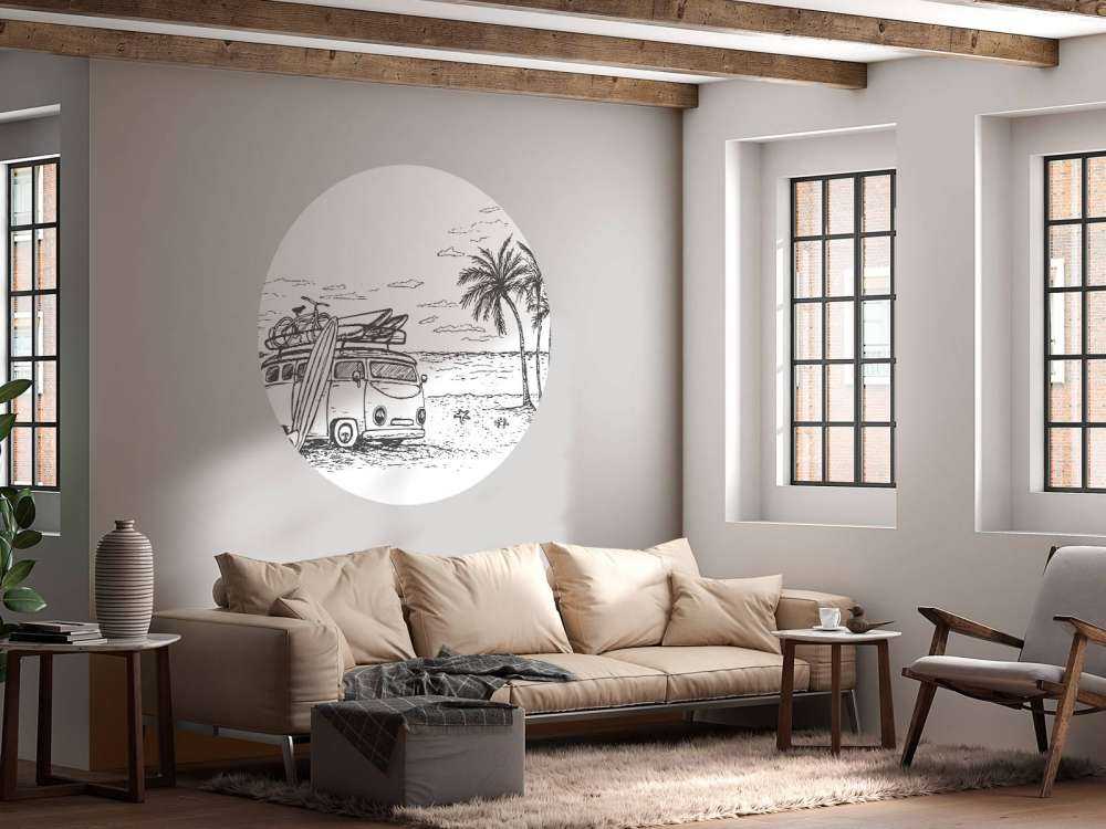 Czarny i biały rysunek plaży