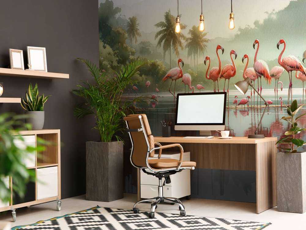 Poranne odbicia flamingów