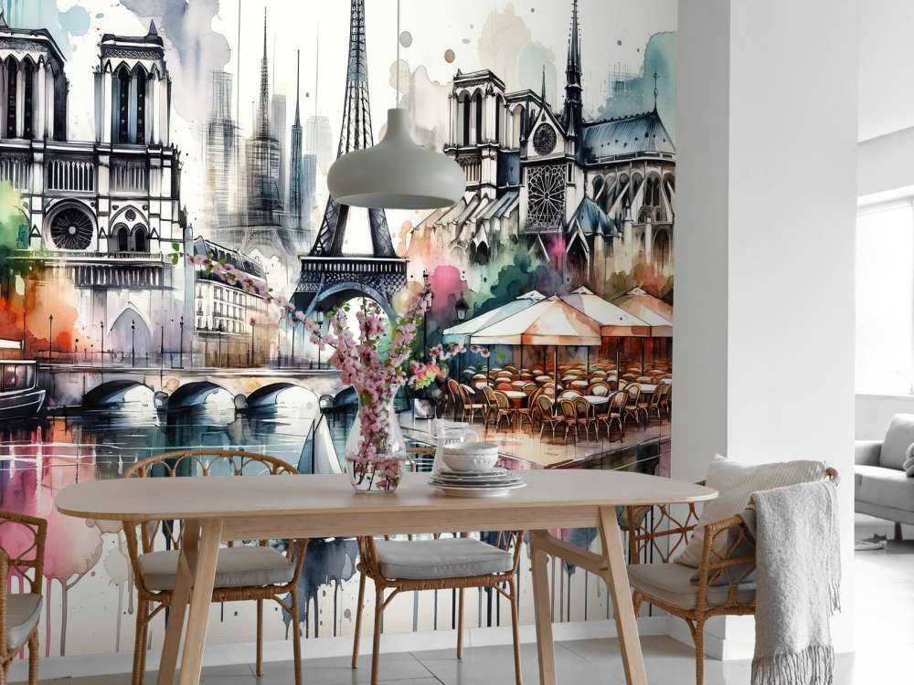 Watercolor Paris Abstract