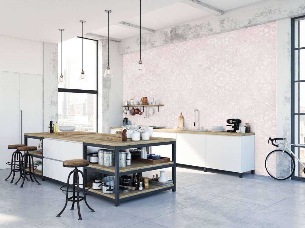 Złota mandala Boho - różowy róż