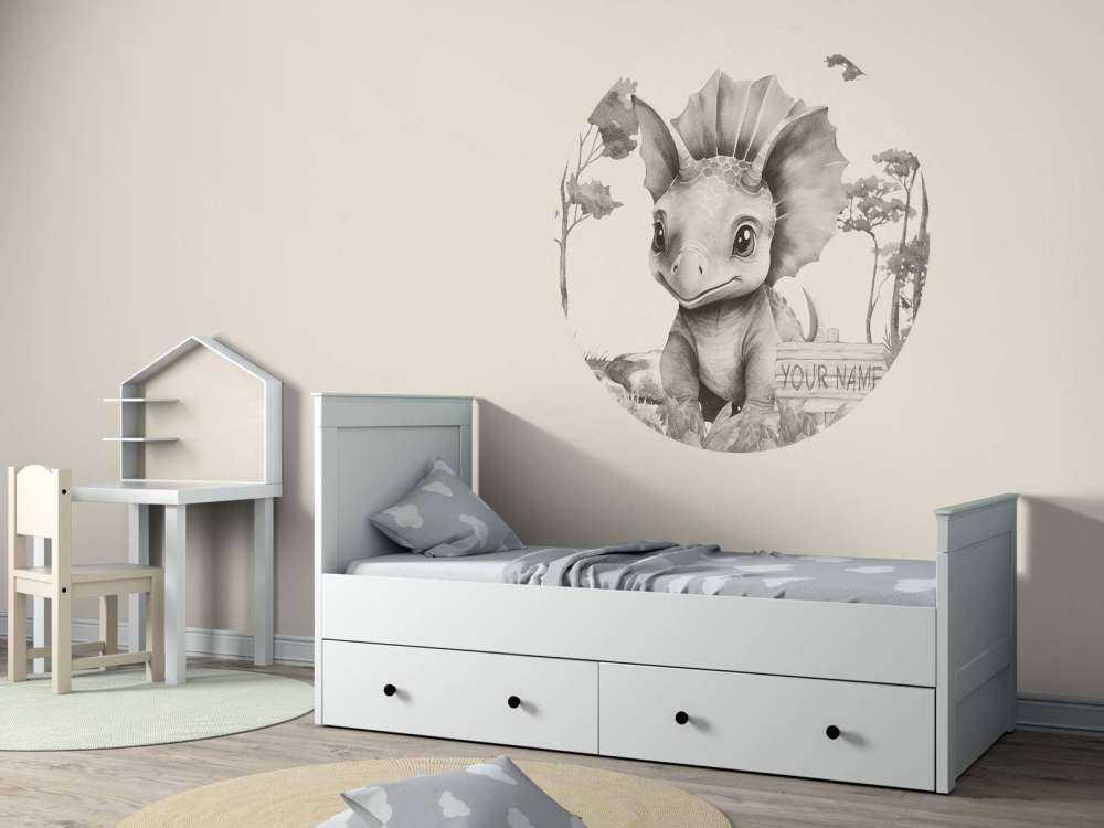 Młody triceratops w beżowej dżungli