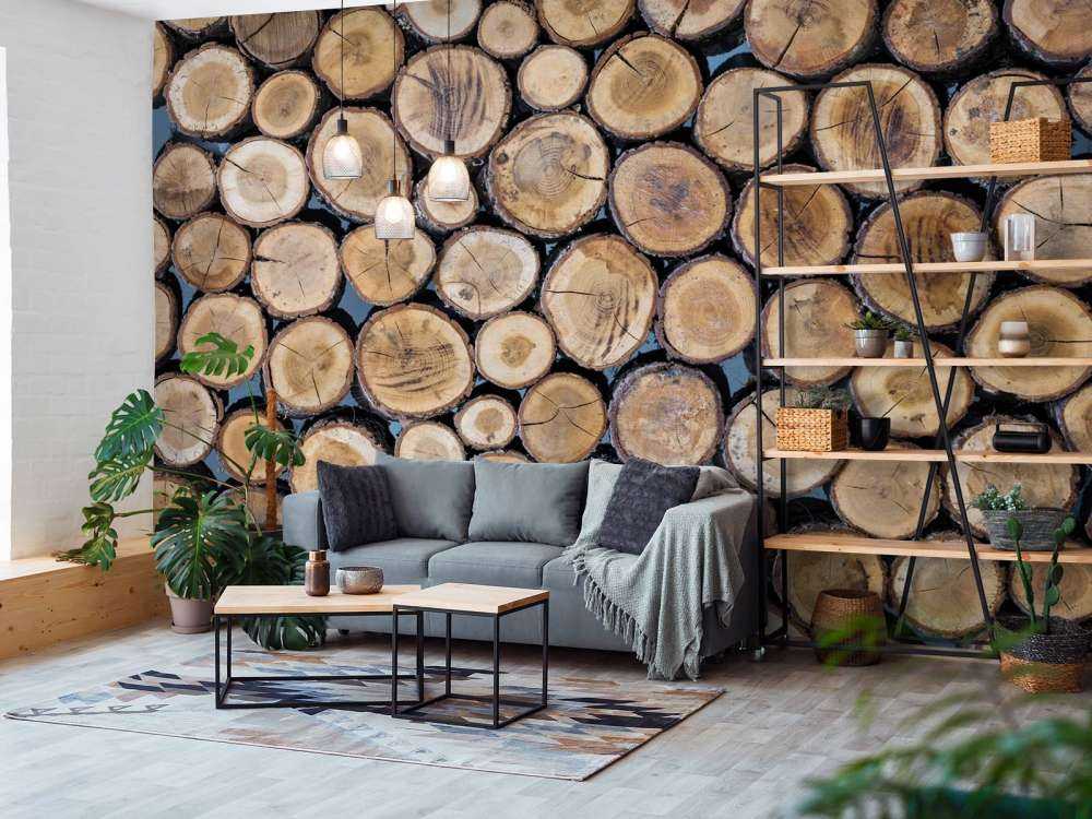 Kłody ułożone w stosy