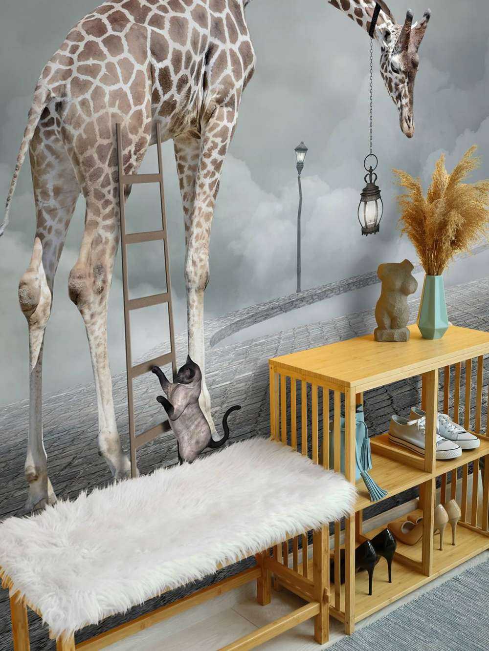 Fantastyczny krajobraz ze zwierzętami