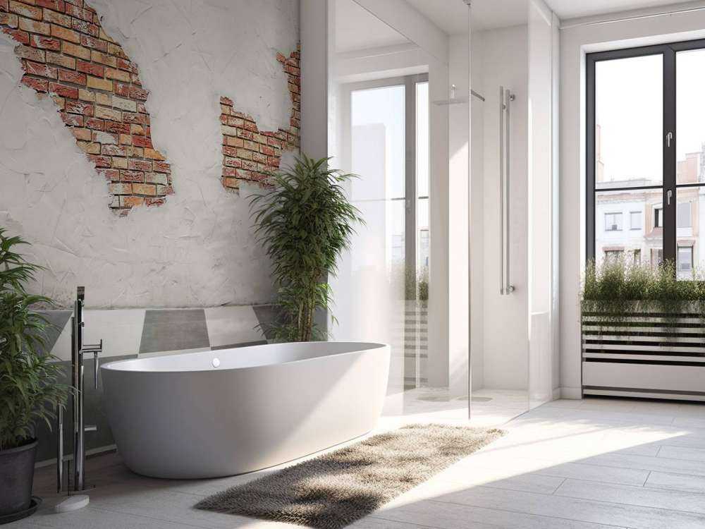 Murowany mur ze stiukiem