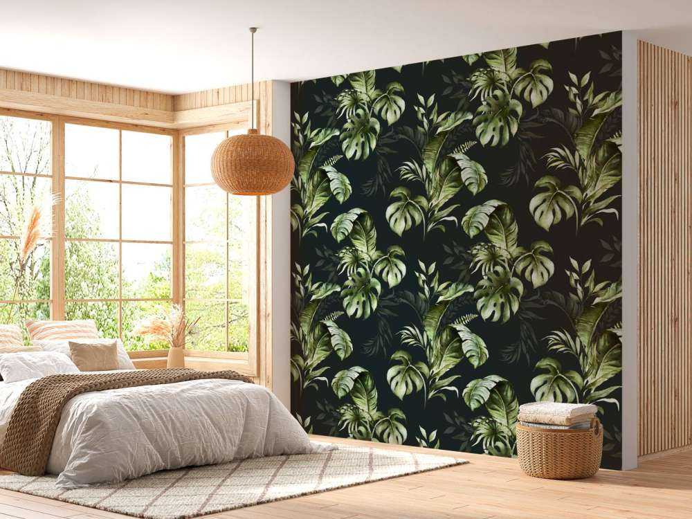 Zielony wzór z liśćmi