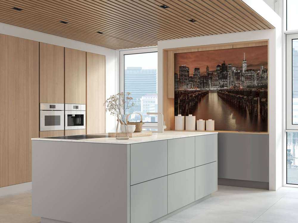 Linia brzegowa Manhattanu z falochronami