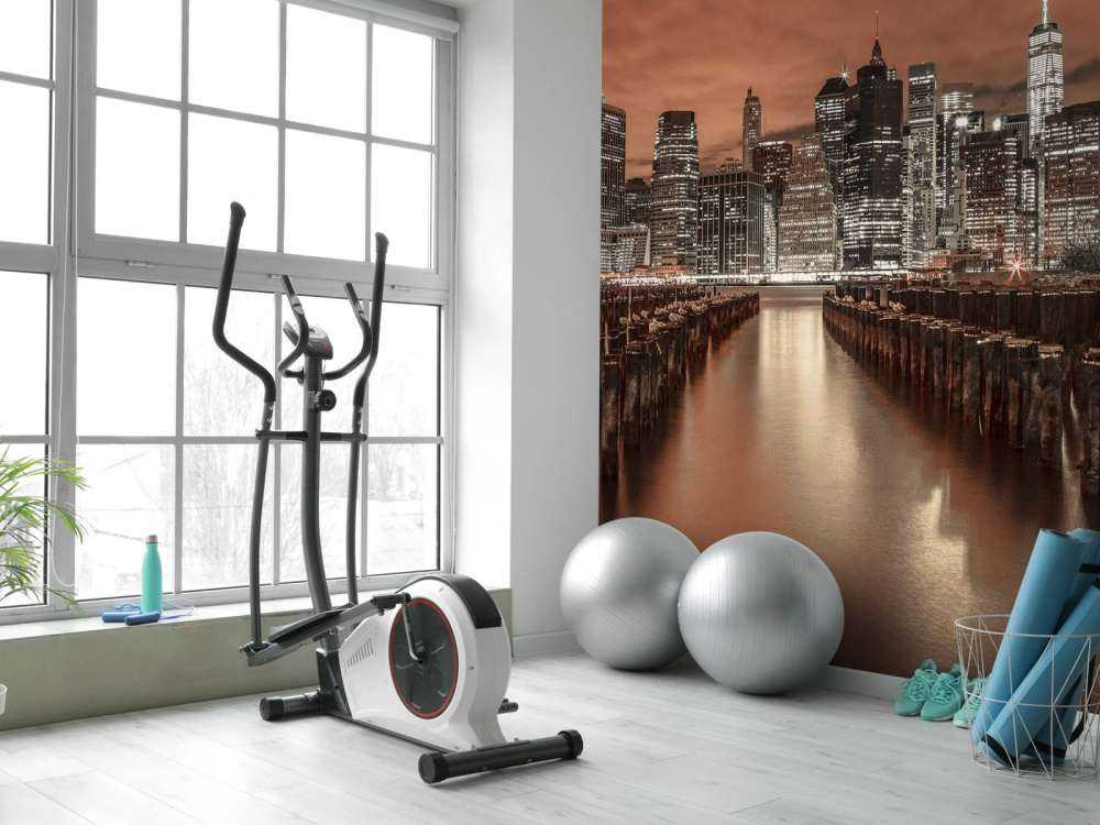 Linia brzegowa Manhattanu z falochronami