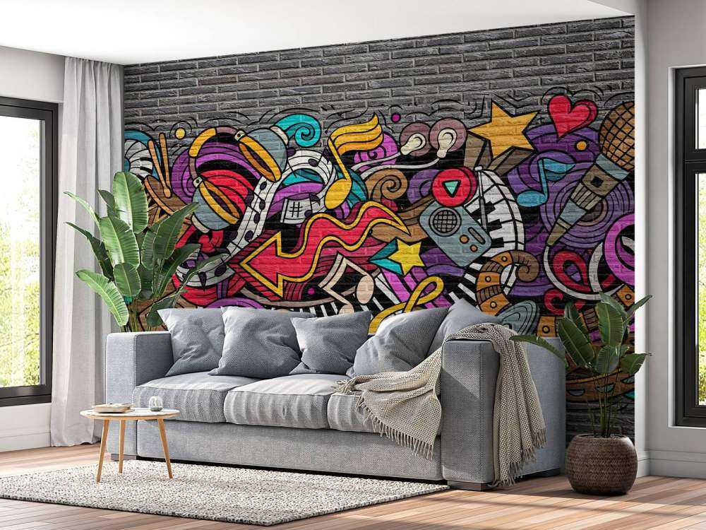 Muzyczne graffiti na cegle