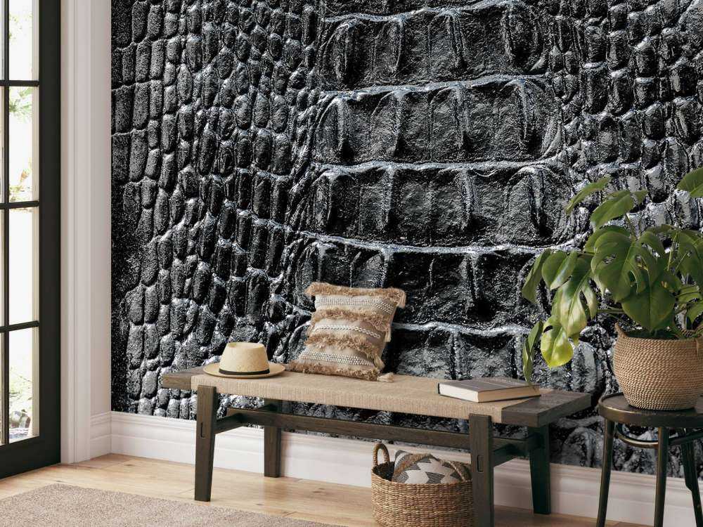 Skóra krokodyla w kolorze czarnym