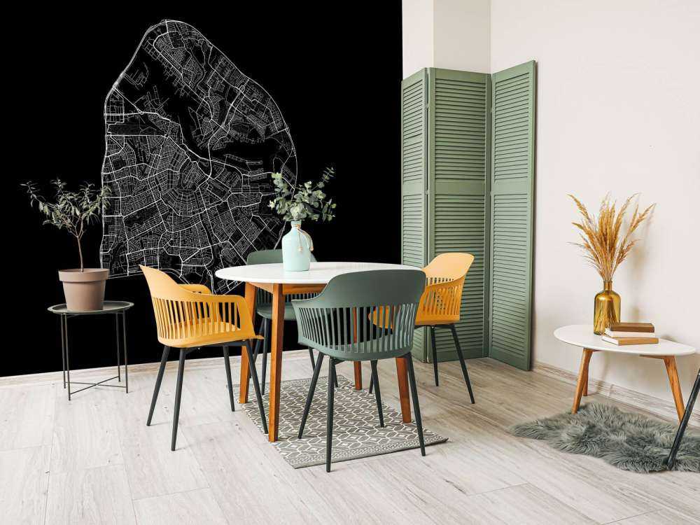 Mapa Amsterdamu, czarna