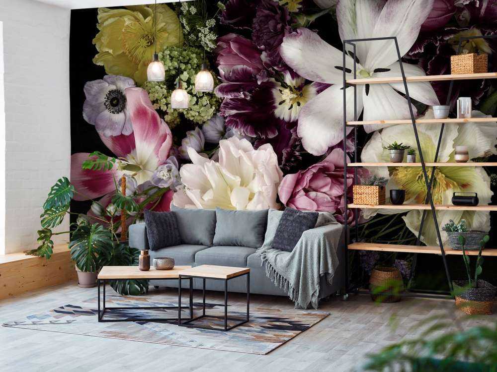 Kolorowe kwiaty ciemne