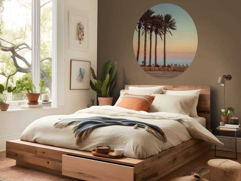 Palmy o zachodzie słońca