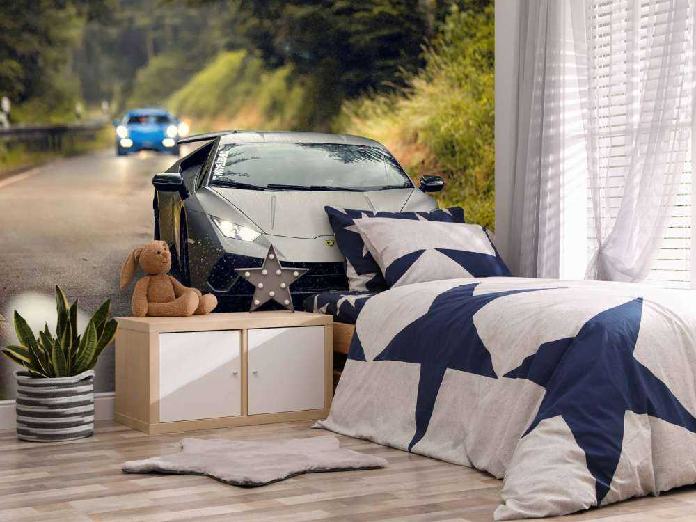 Matowy szary Lamborghini w naturze