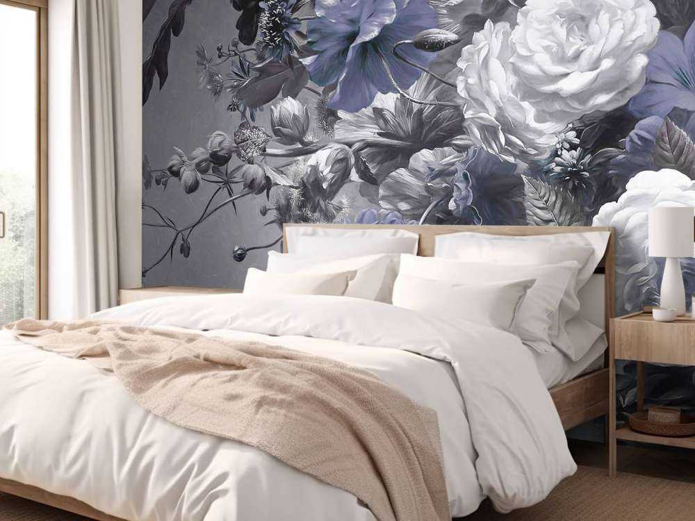 Duży bukiet z makami niebieskimi