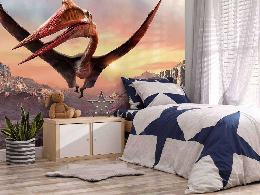 Quetzalcoatlus lecący nad górami