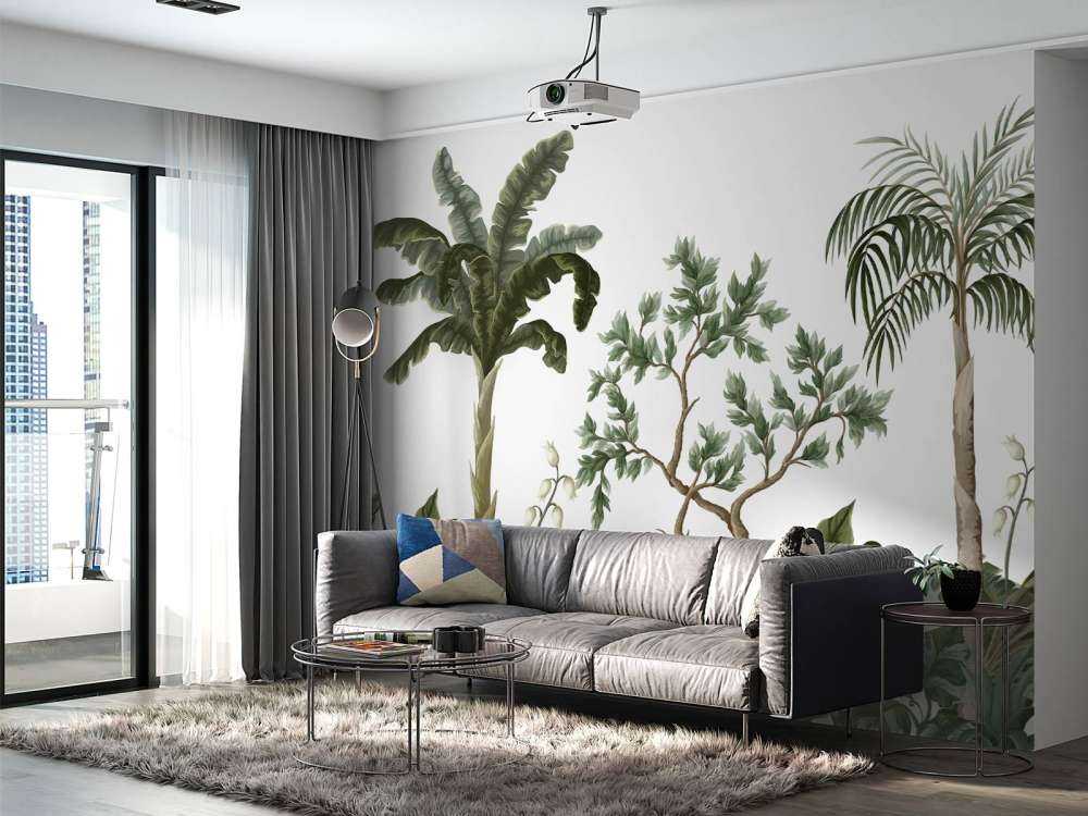 Krajobraz dżungli z palmami