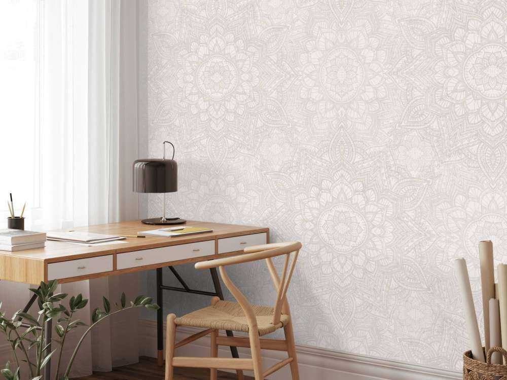 Złota mandala Boho - neutralny szary