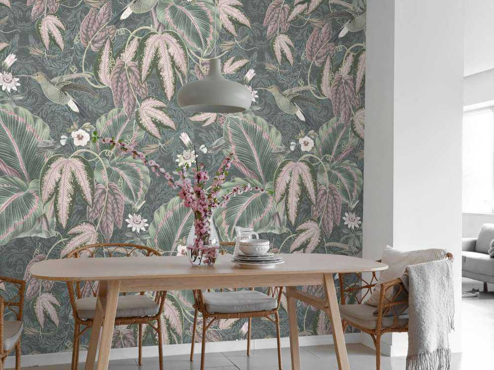 Tropikalne rajskie ptaki - zieleń vintage