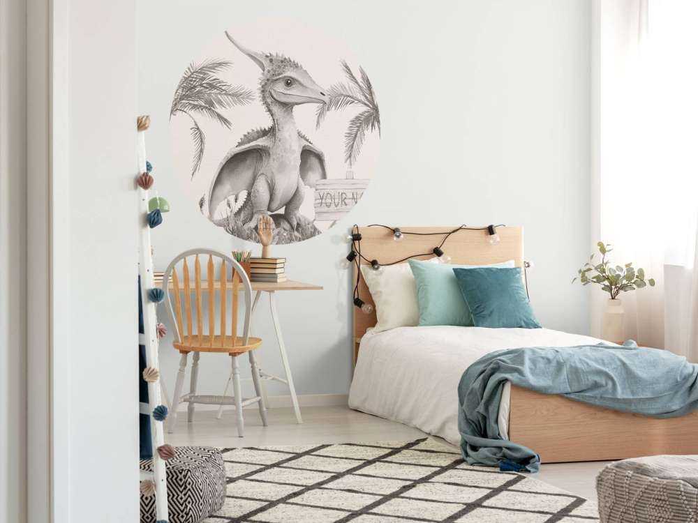 Młody pteranodon w beżowej dżungli