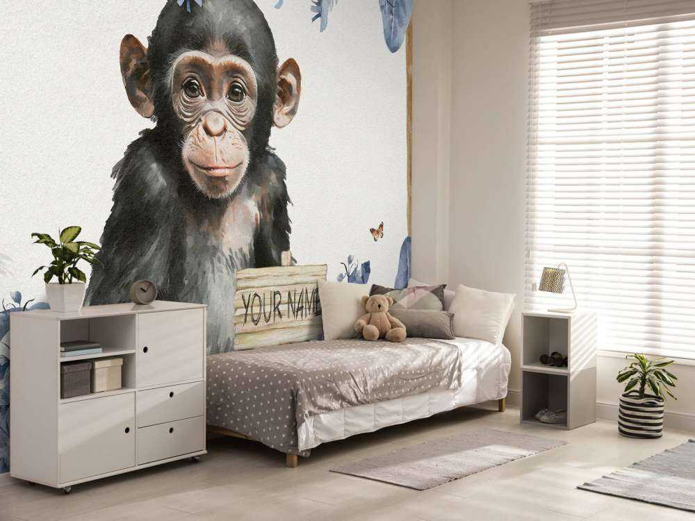 Szympans w dżungli niebieski