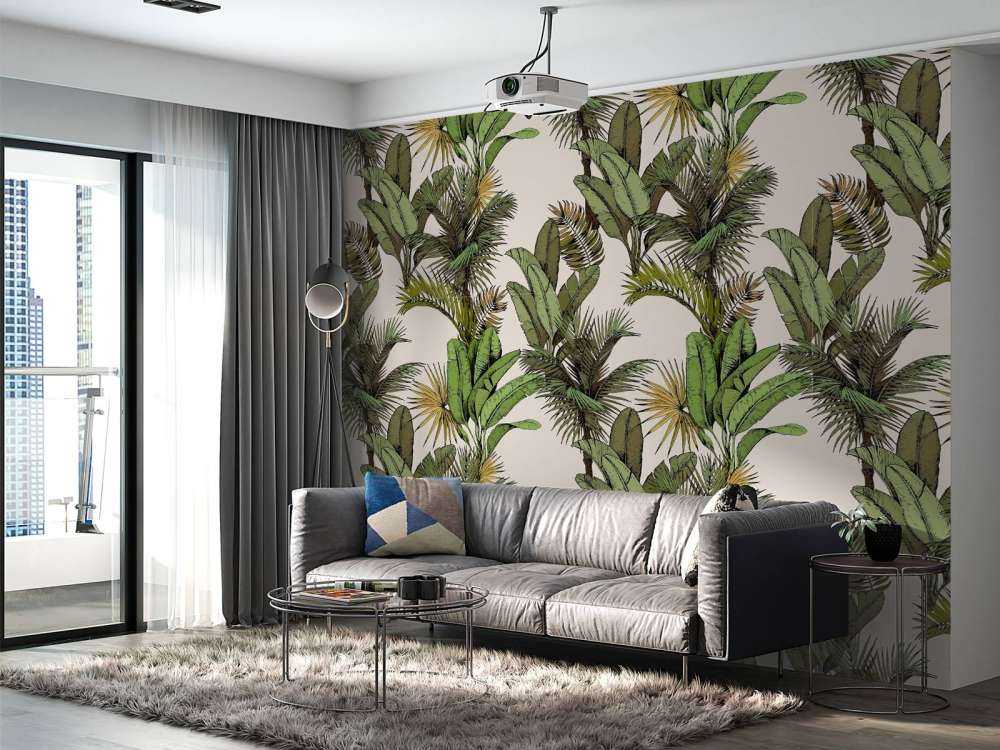 Tropikalne liście palm i bananów