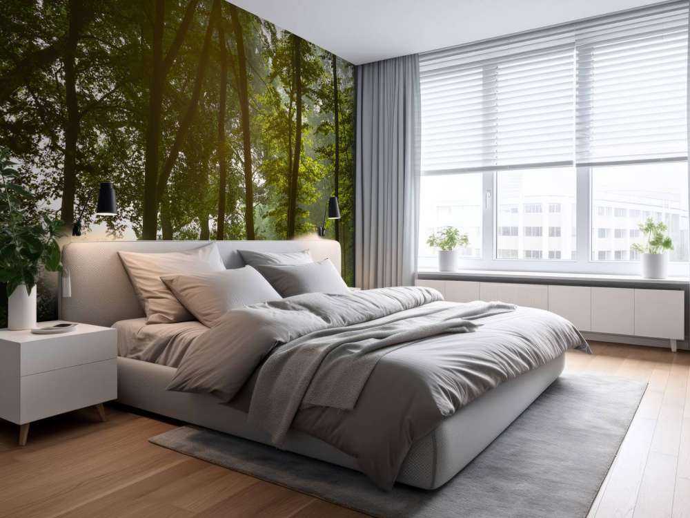 Las w porannym słońcu