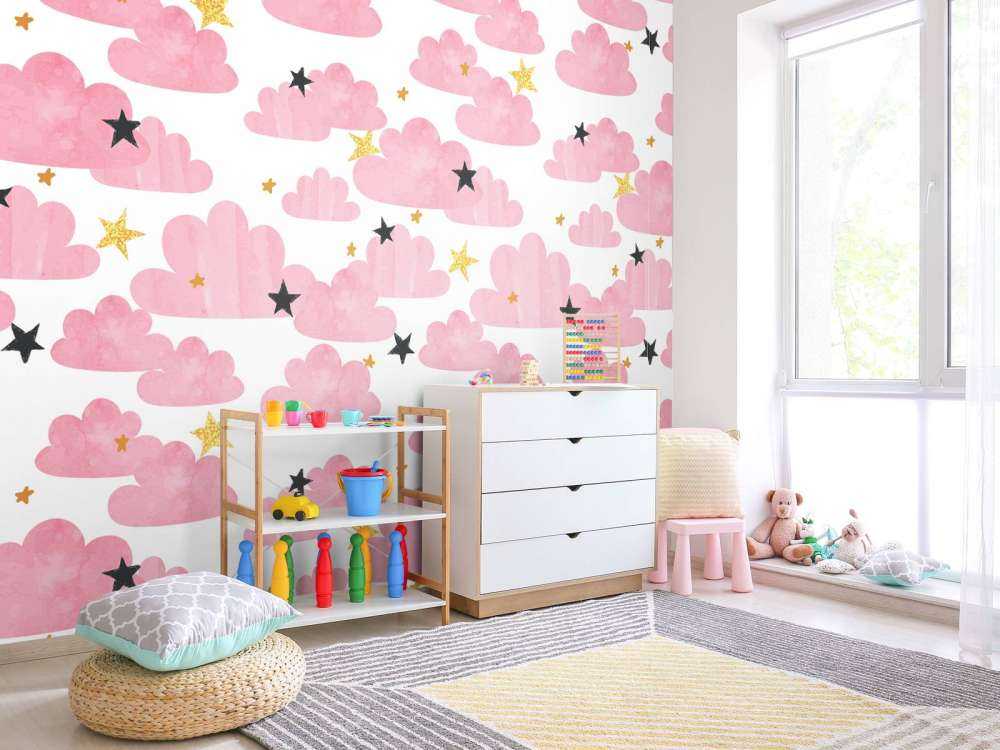 Akwarelowe chmury, różowe