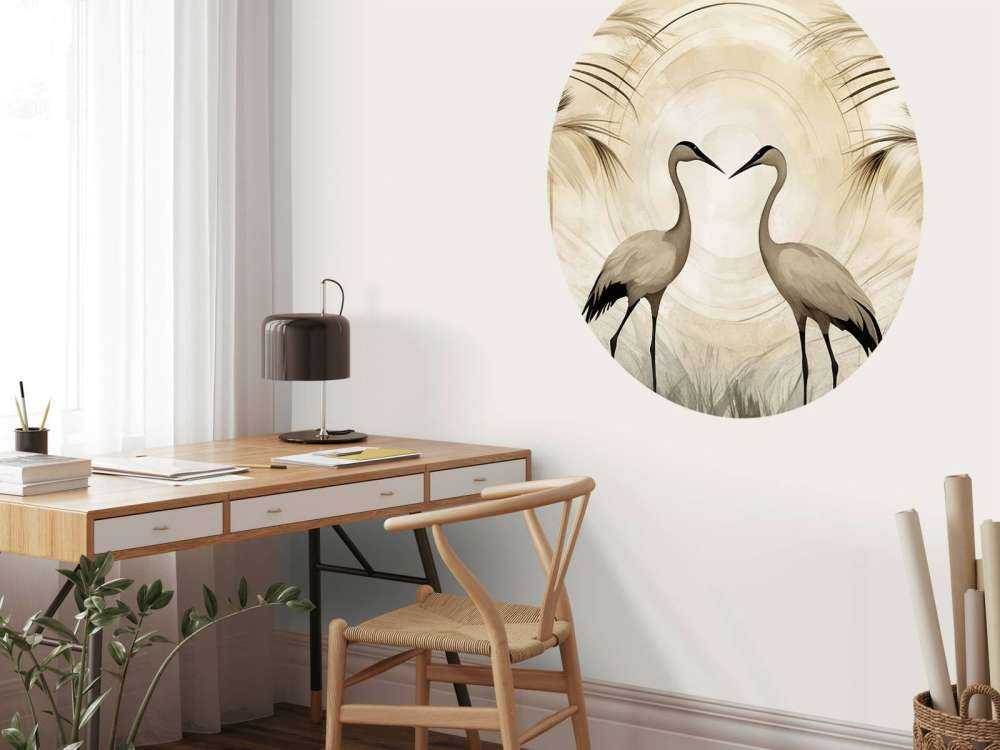 Żurawie o zachodzie słońca taupe