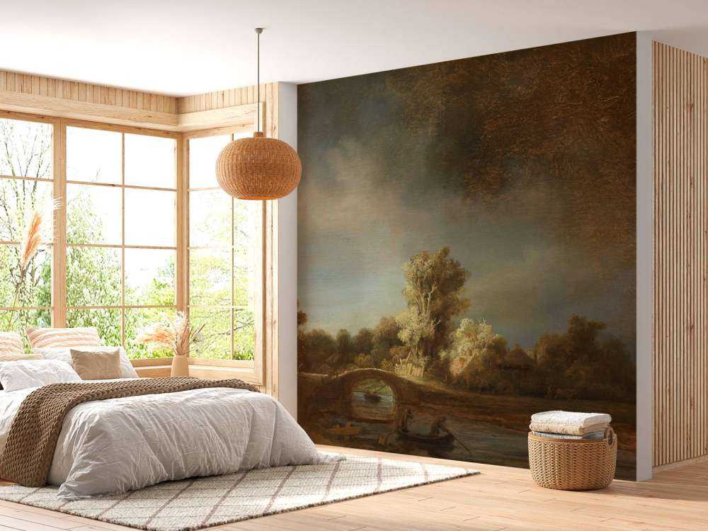 Krajobraz z kamiennym mostem