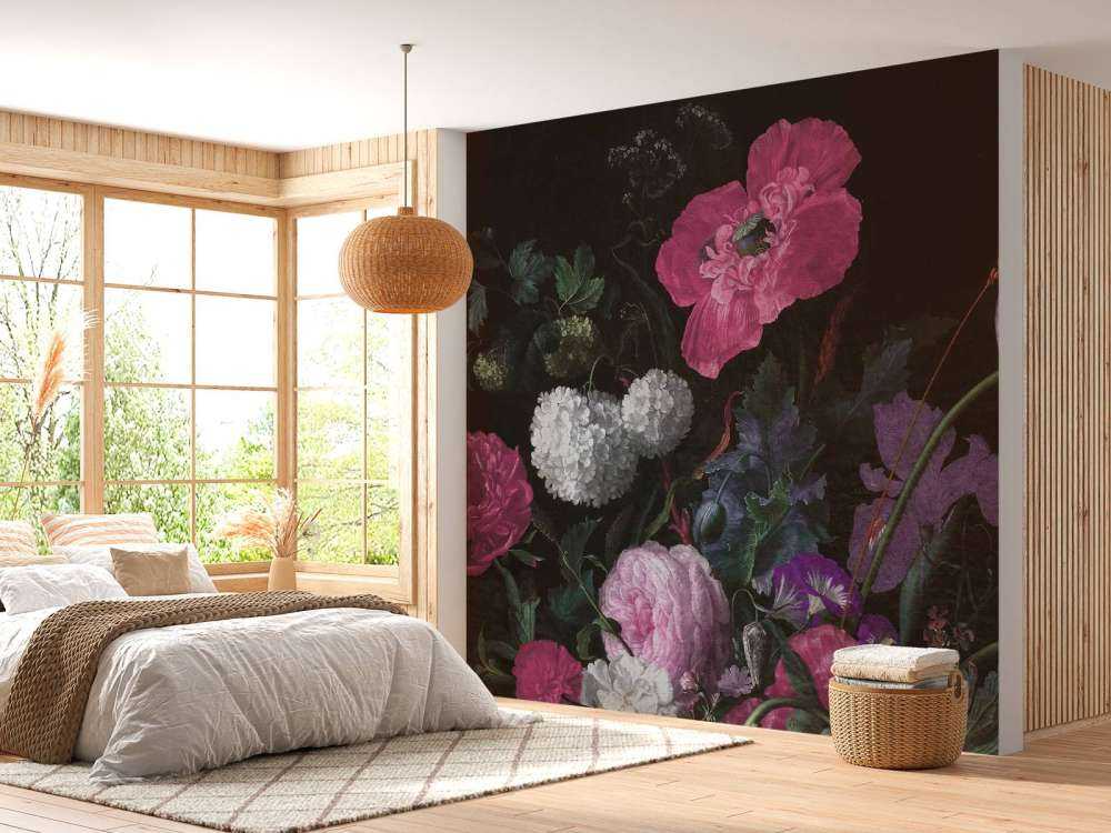 Barokowe kwiaty - martwa natura - nastrojowy róż