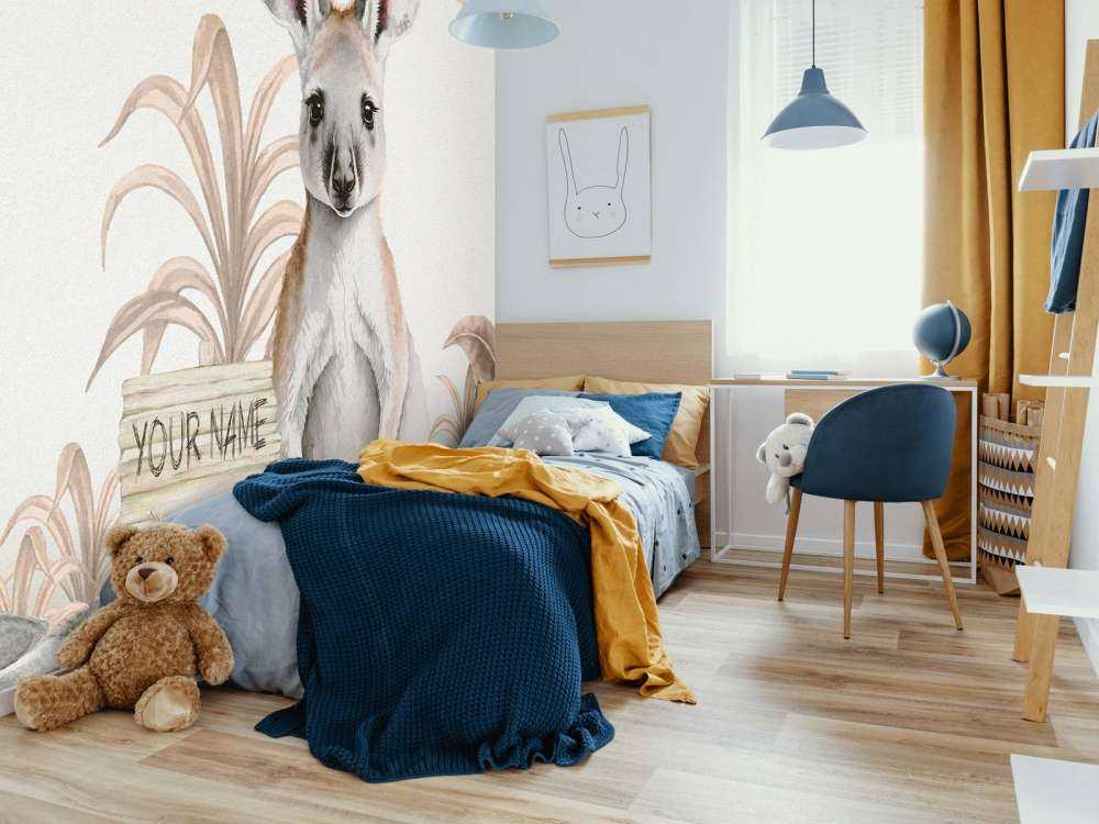 Dziecko kangur w dżungli taupe