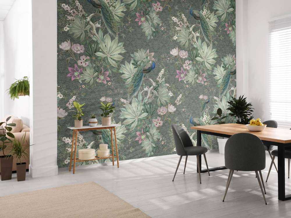 Pawie ogrodowe w stylu vintage - ciemnozielony