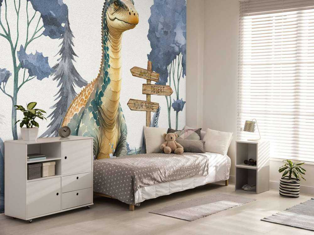 Młody brachiozaur w niebieskiej dżungli