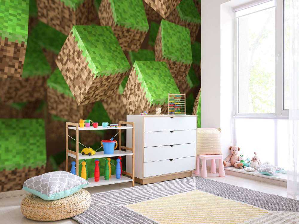 Bloki 3D Minecraft z trawą