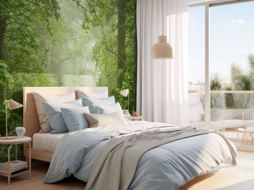 Mglisty las z drogą