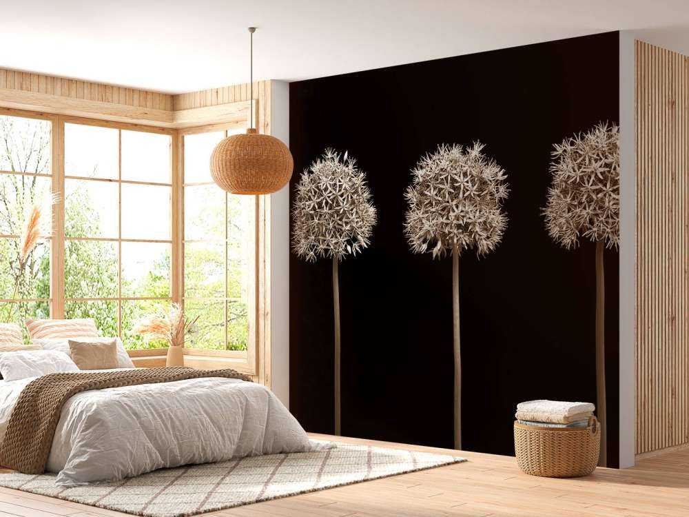 Trzy kwiaty alg w rzędzie