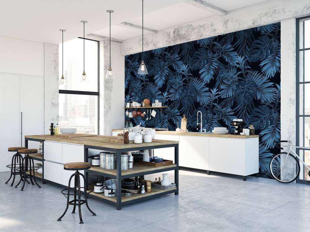 Niebieskie liście tropikalne