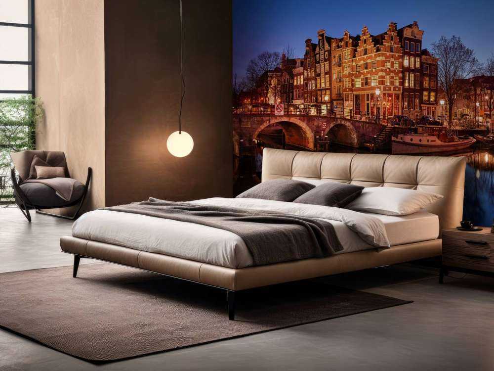 Oświetlone domy wzdłuż kanału