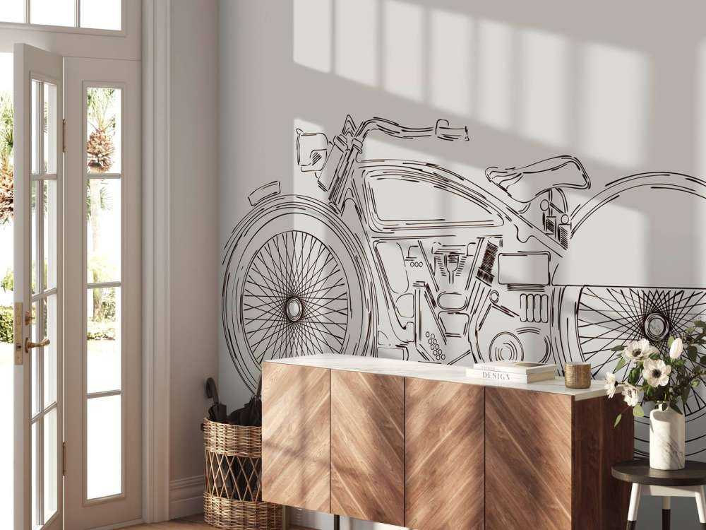 Narysowany zabytkowy silnik