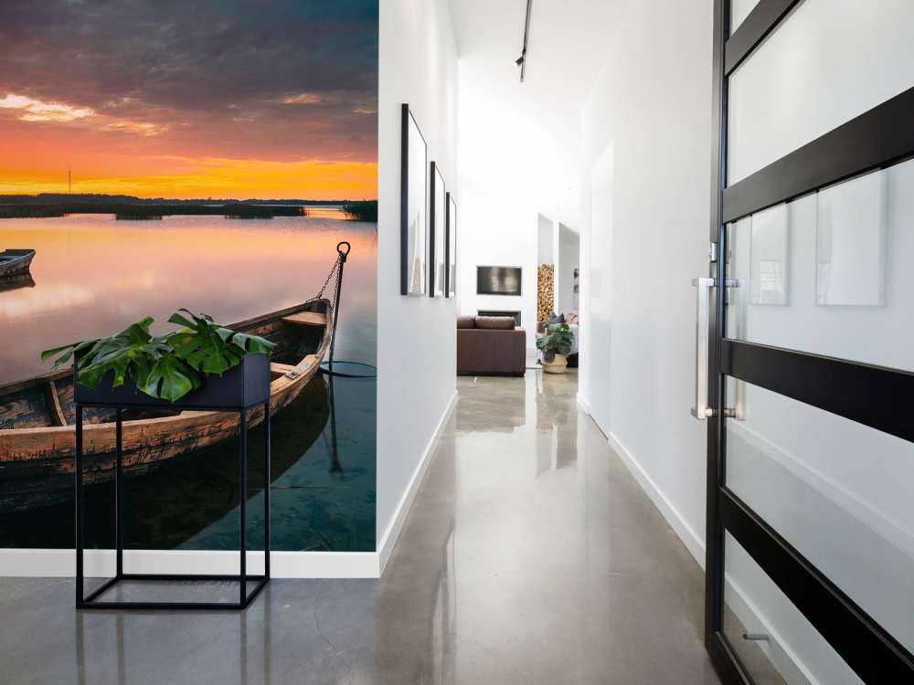 Łodzie o zachodzie słońca