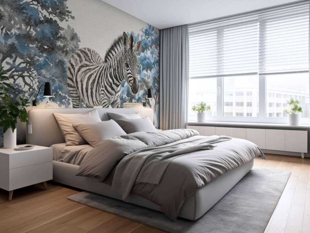 Młoda zebra w naturze w kolorze niebieskim