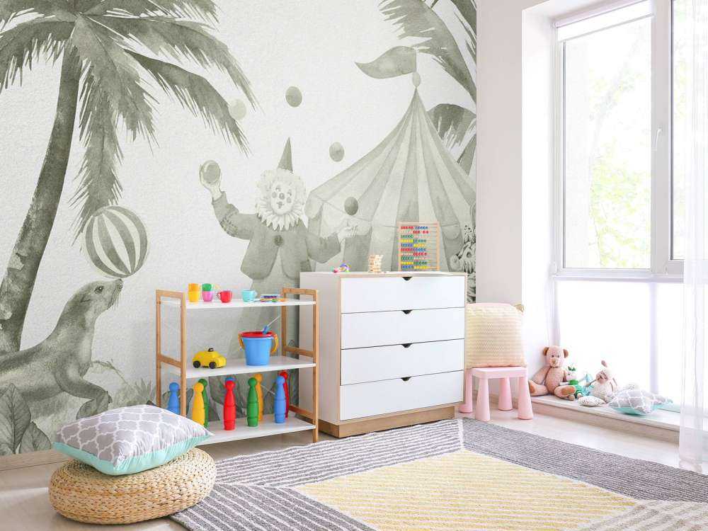 Wesołe zwierzęta cyrkowe w kolorze zielonym