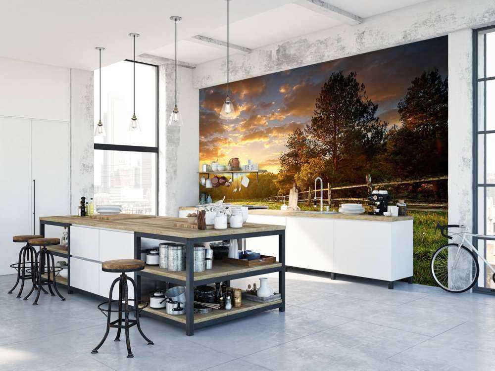 Pastwisko o zachodzie słońca