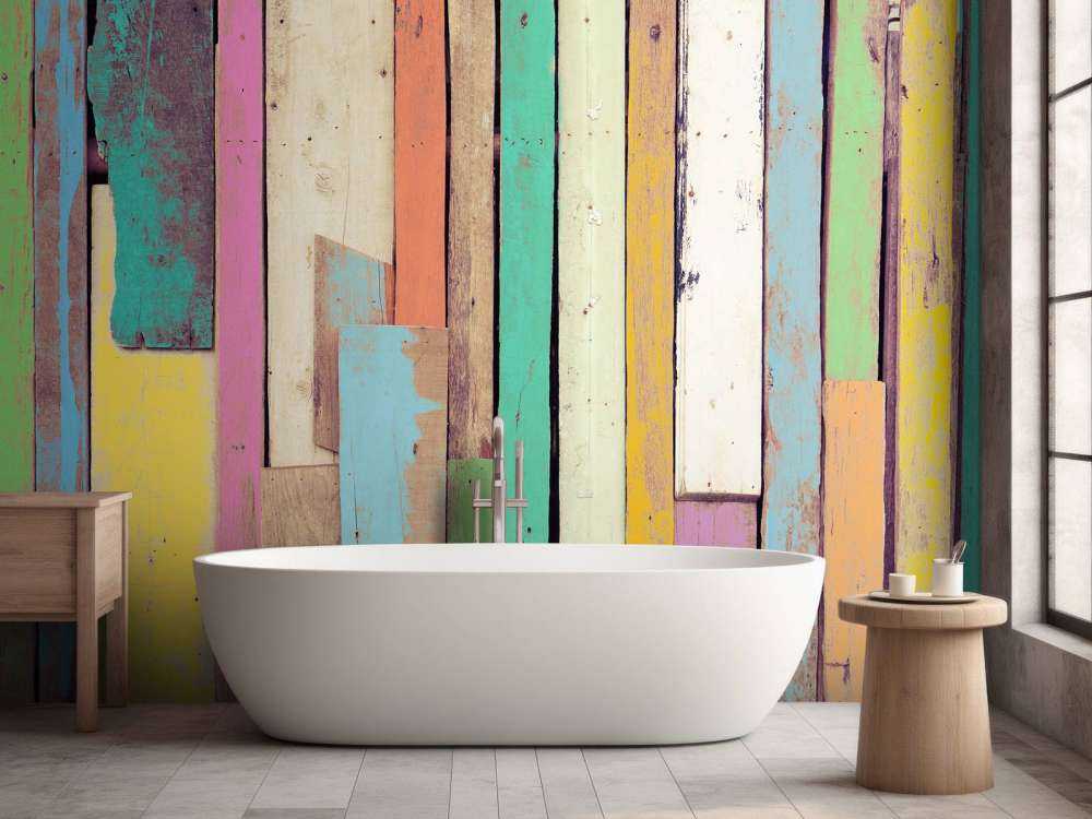 Kolorowe drewno wyburzeniowe