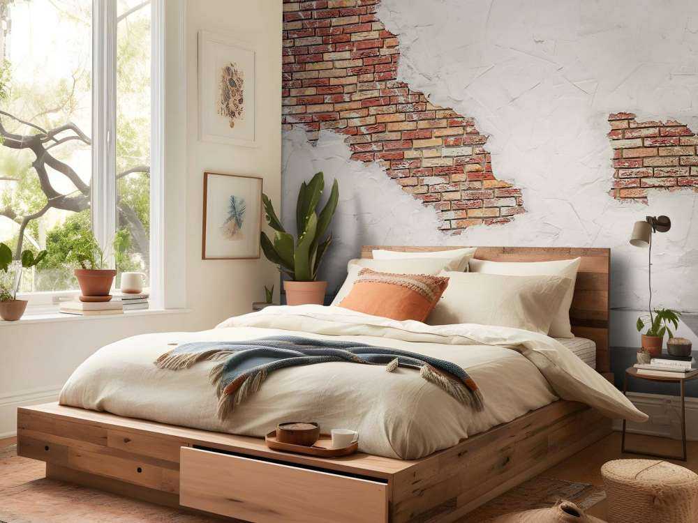 Murowany mur ze stiukiem