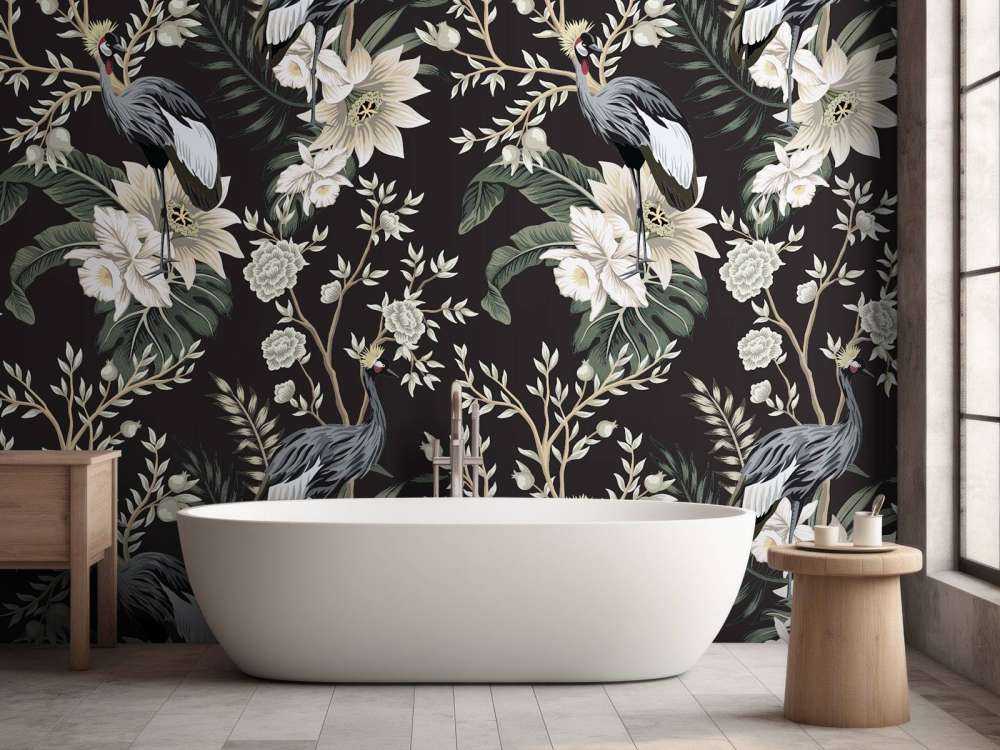 Żurawie między liśćmi