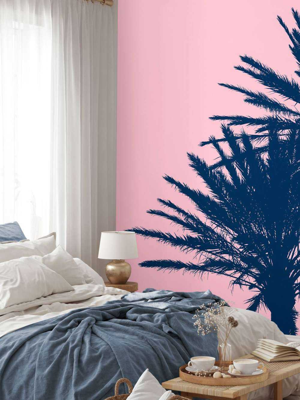 Palmy na różowym tle