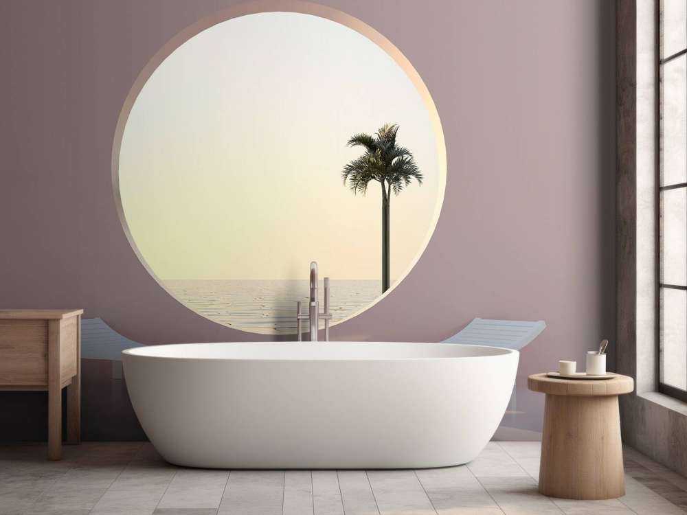 Różowa ściana z okręgiem